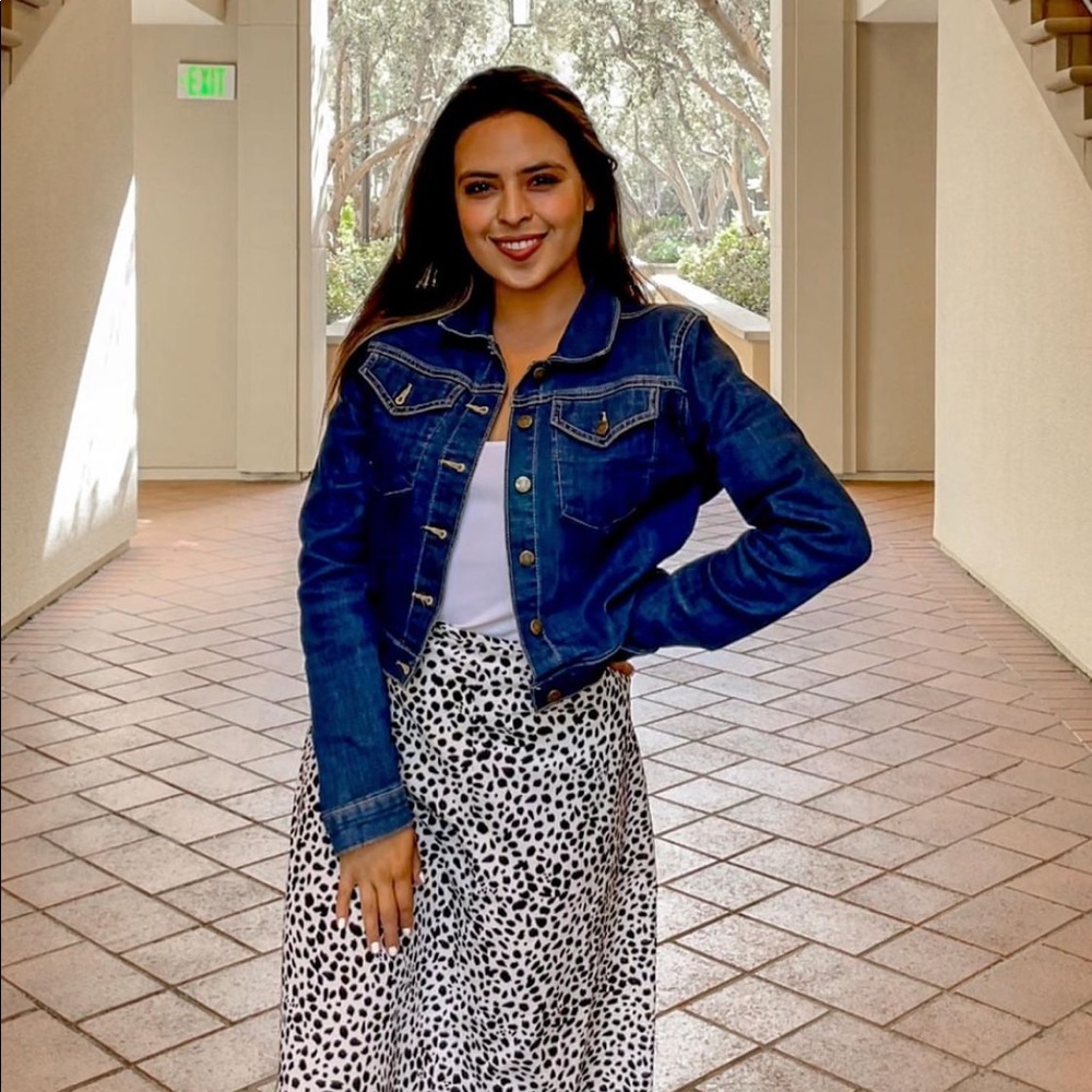 Long skirt, white and black dots, Dalmatian zebra spots
